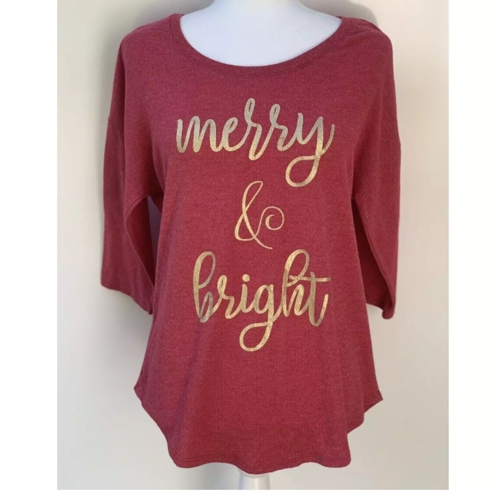 State of Mind Merry & Bright Holiday Christmas sweater top. Size extra large.